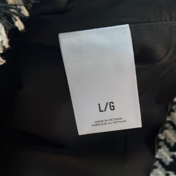 Gorgeous Express Blazer Jacket in Plaid Black White Lined Jacket w pockets sz L - Picture 8 of 11